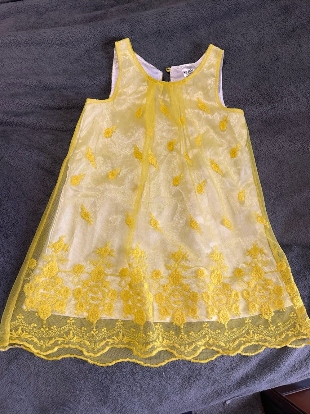 George Yellow Mesh Sundress with Embroidered Detail